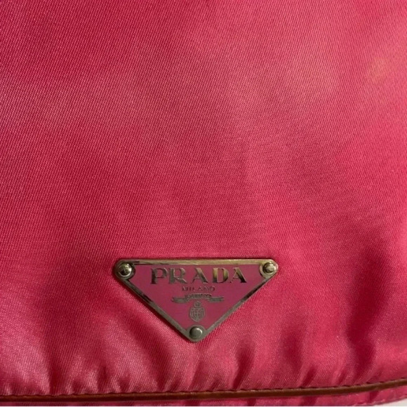 Prada pink  distressed nylon hobo handbag - Picture 11 of 13